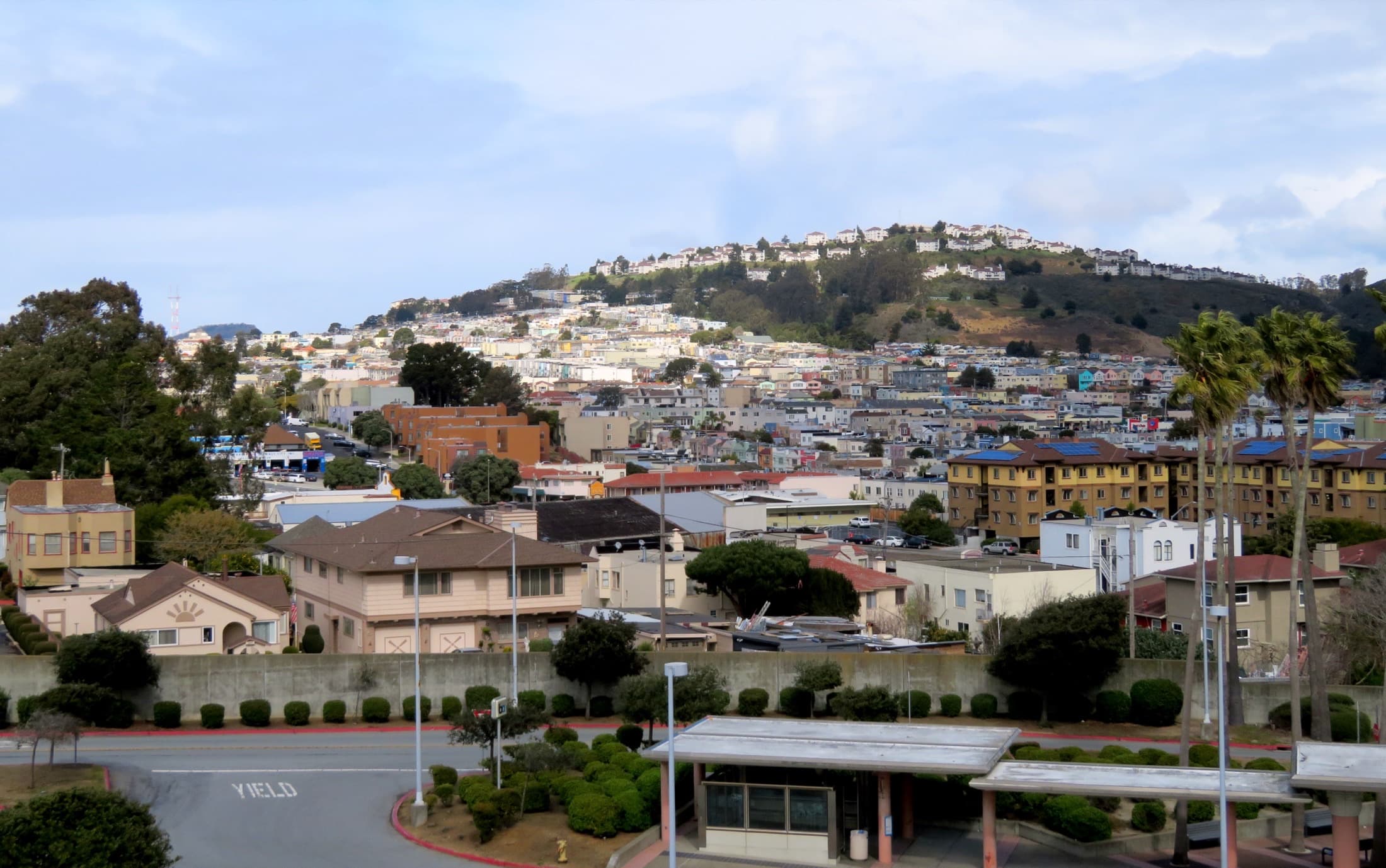 Daly City residential hillsides viewed from Colma BART station