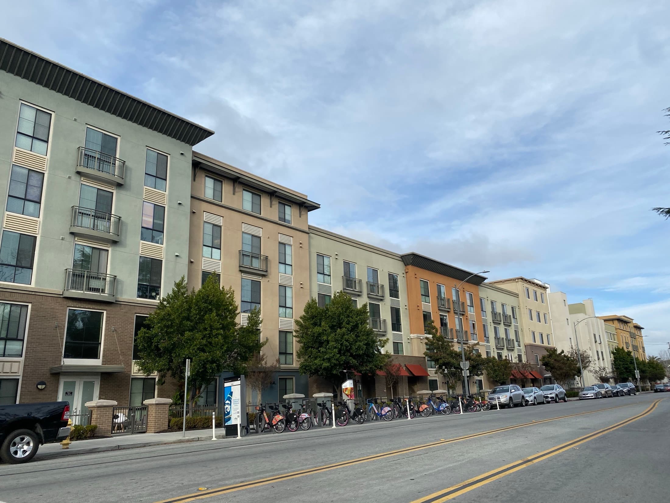 Tree-lined Parkmoor Avenue streetscape in midtown San Jose