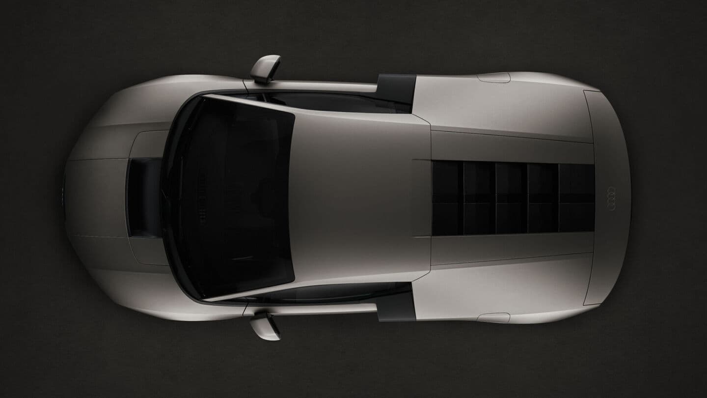 Audi Nuvolari supercar in Titanium finish, studio top-down view