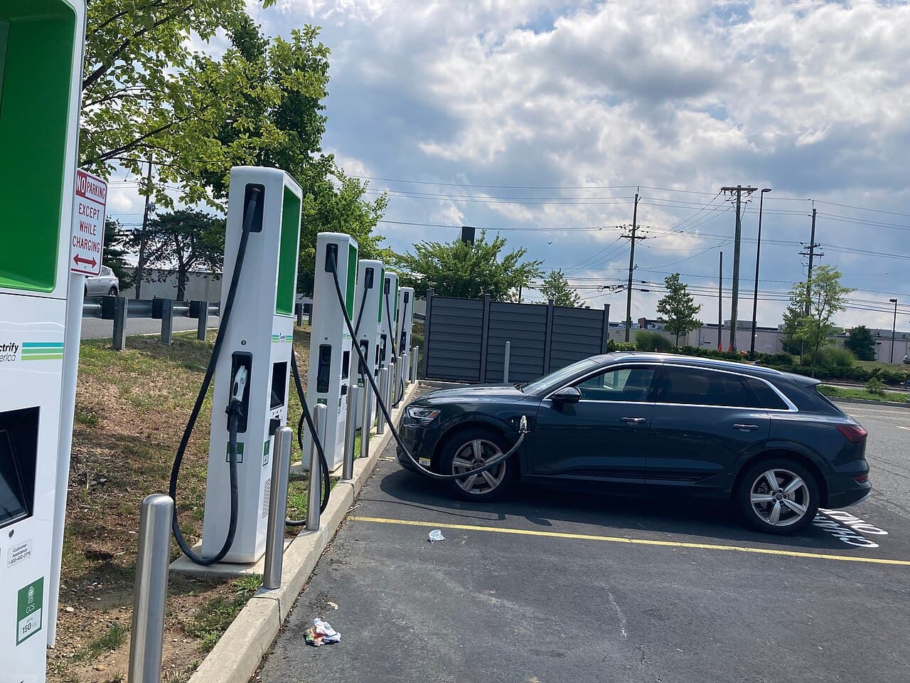 Electrify America fast charger at a Walmart parking lot