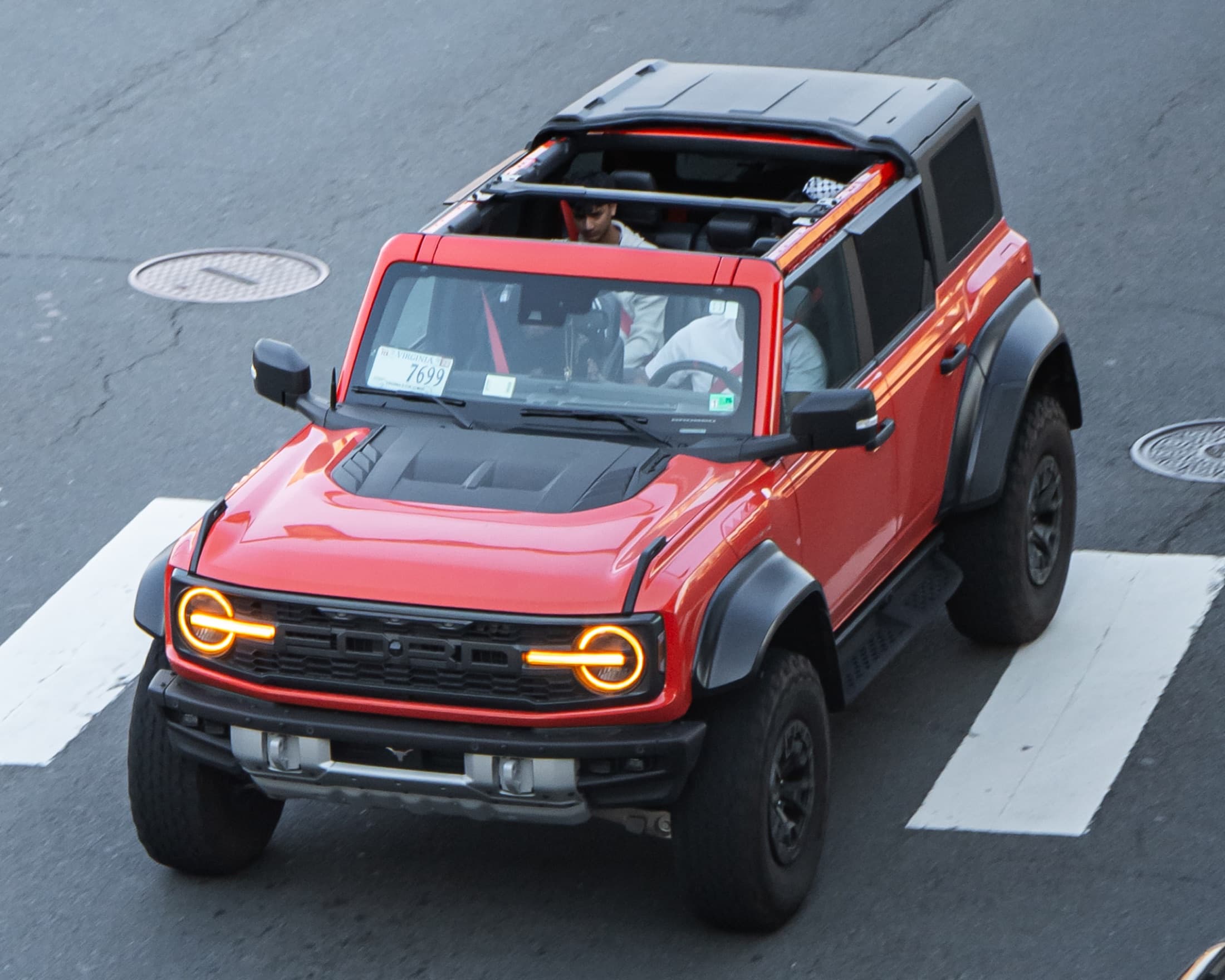 Current-generation Ford Bronco Raptor parked outdoors, three-quarter front view