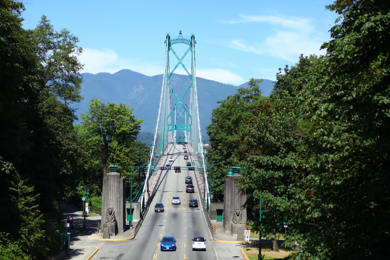 Lions Gate Bridge spanning Burrard Inlet, viewed from Stanley Park