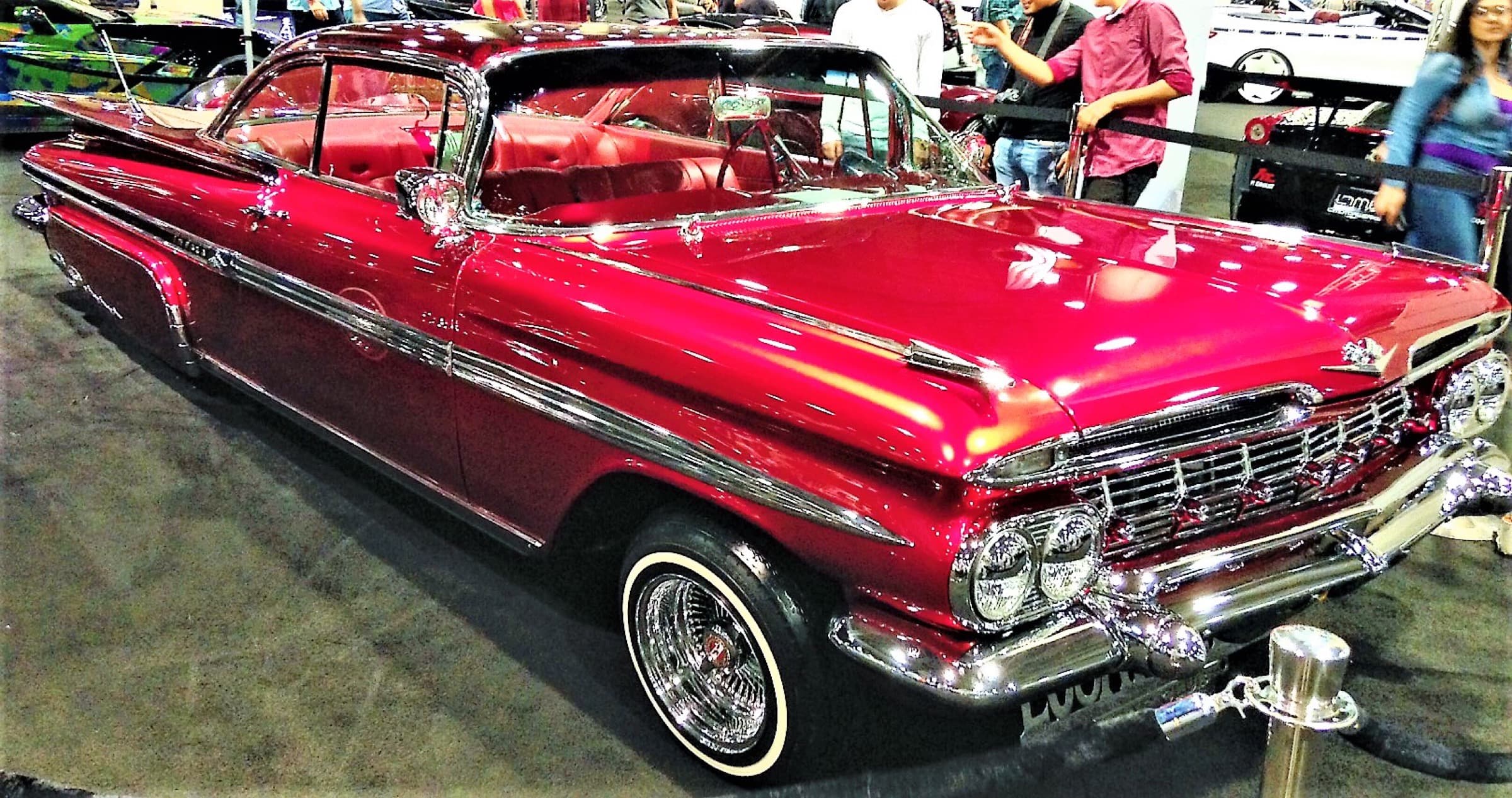 A customized 1959 Chevrolet Impala convertible lowrider in Los Angeles