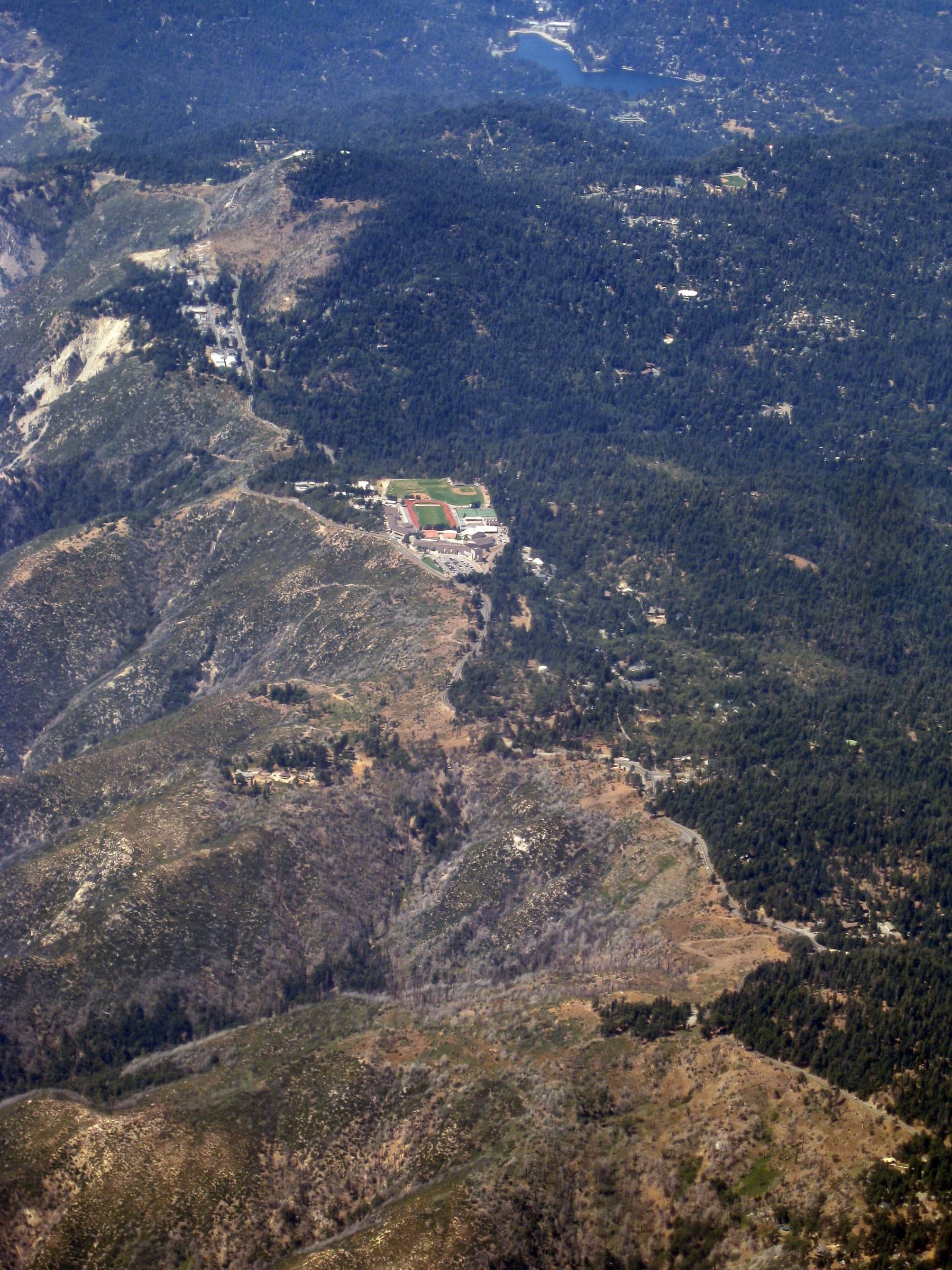 Rim of the World Highway following a ridge in the San Bernardino Mountains