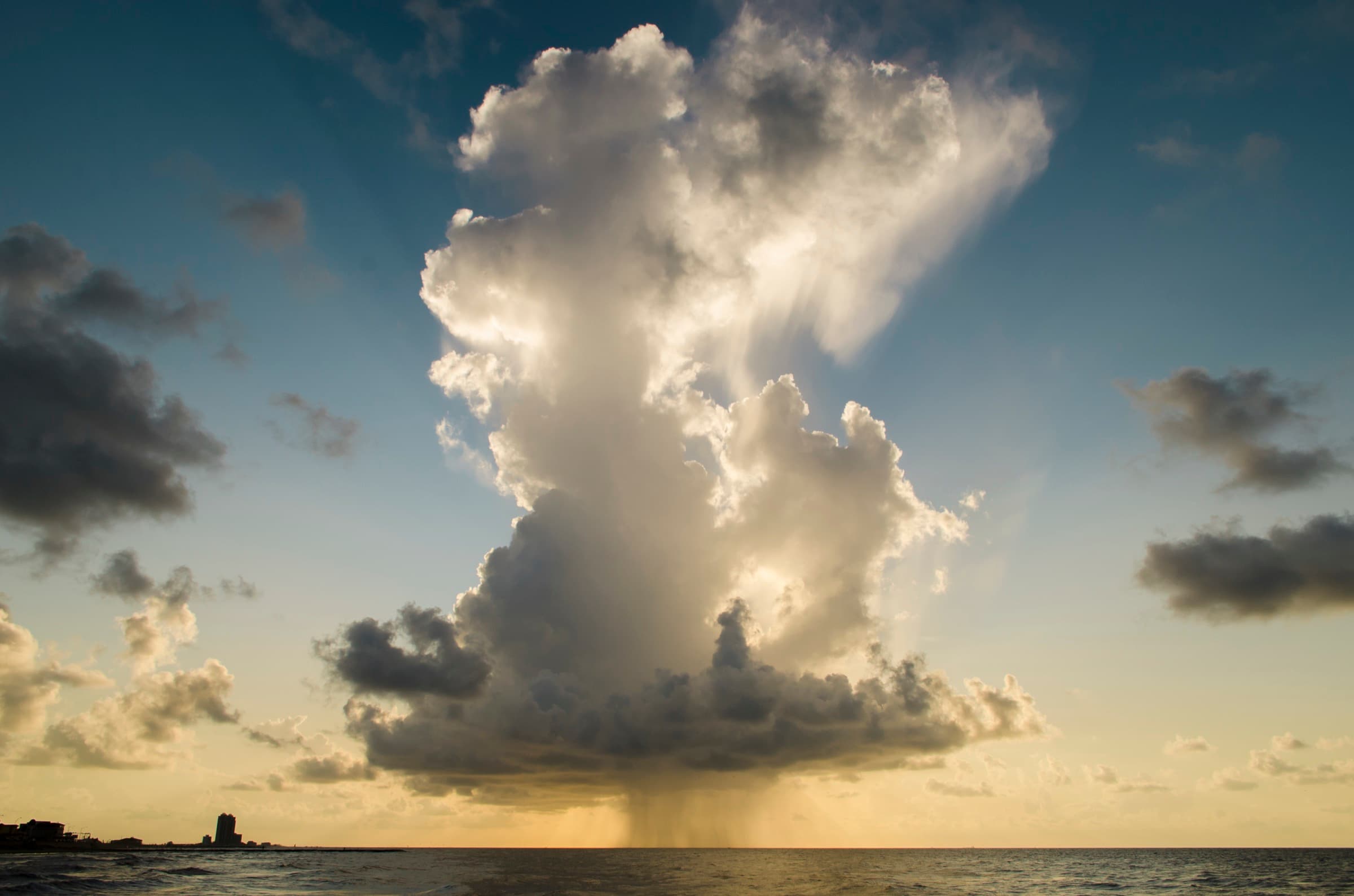 Cumulonimbus storm cloud rising above the Gulf of Mexico at Galveston