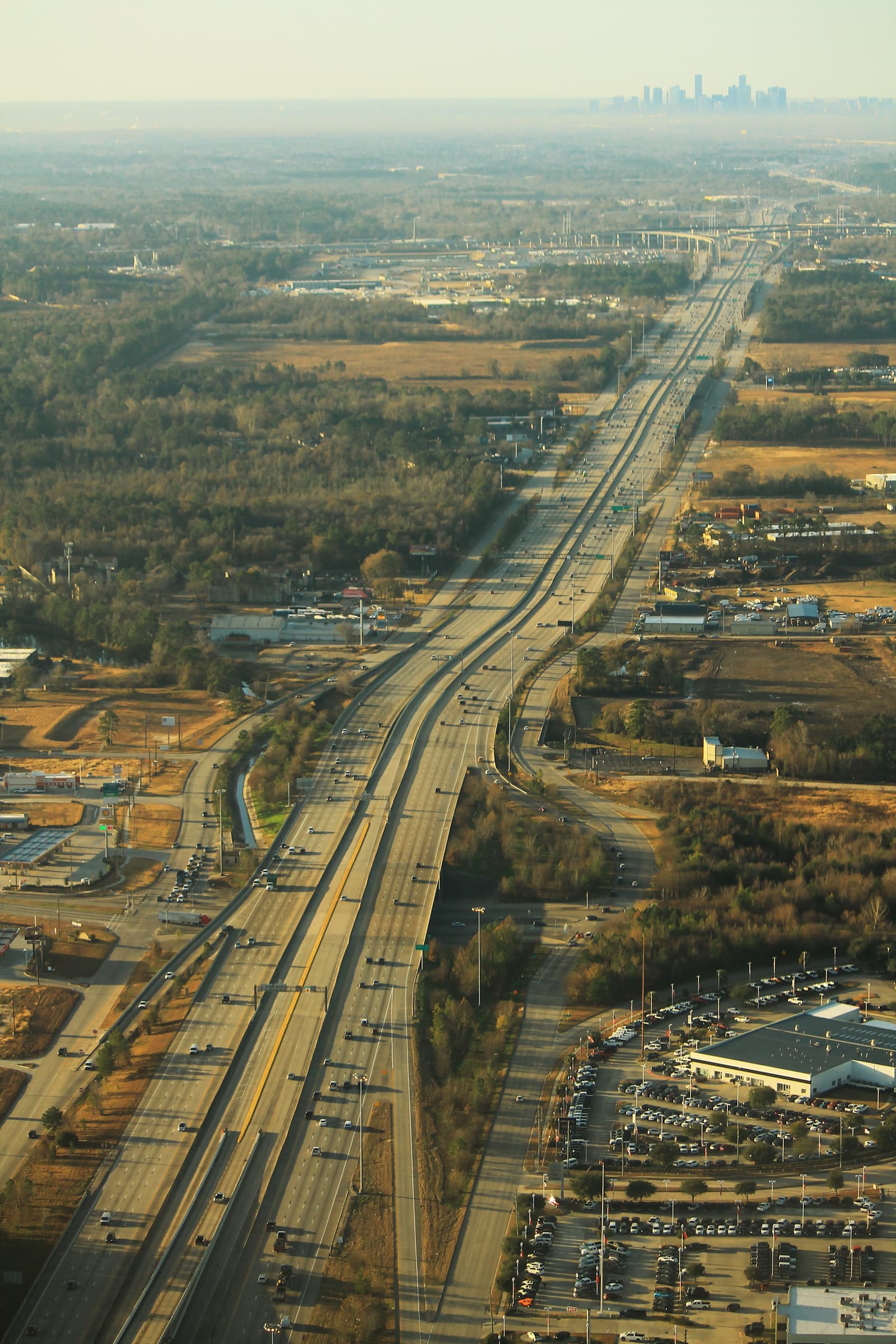 US 59 Eastex Freeway carrying traffic toward the Houston skyline