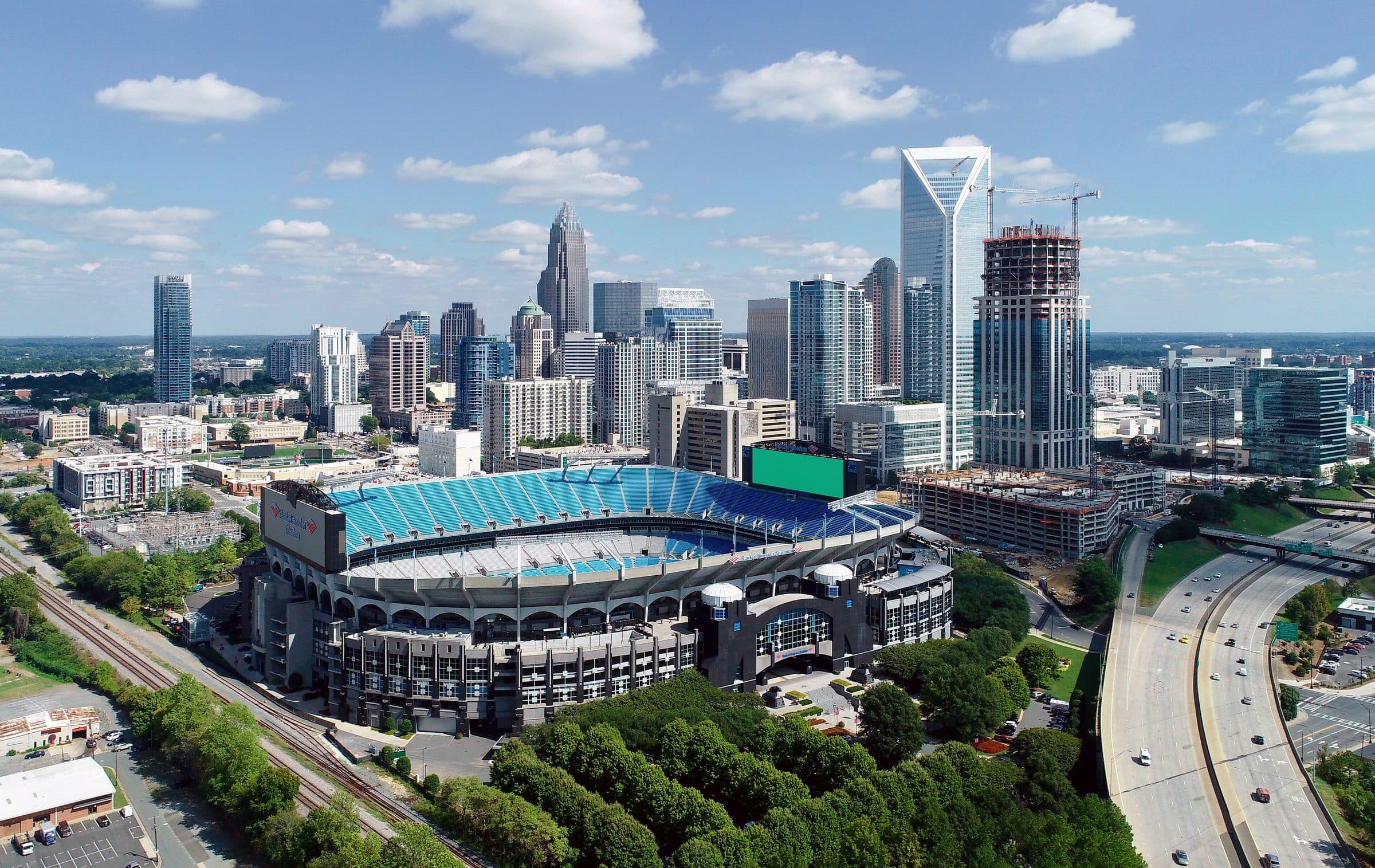 Uptown Charlotte skyline from the air