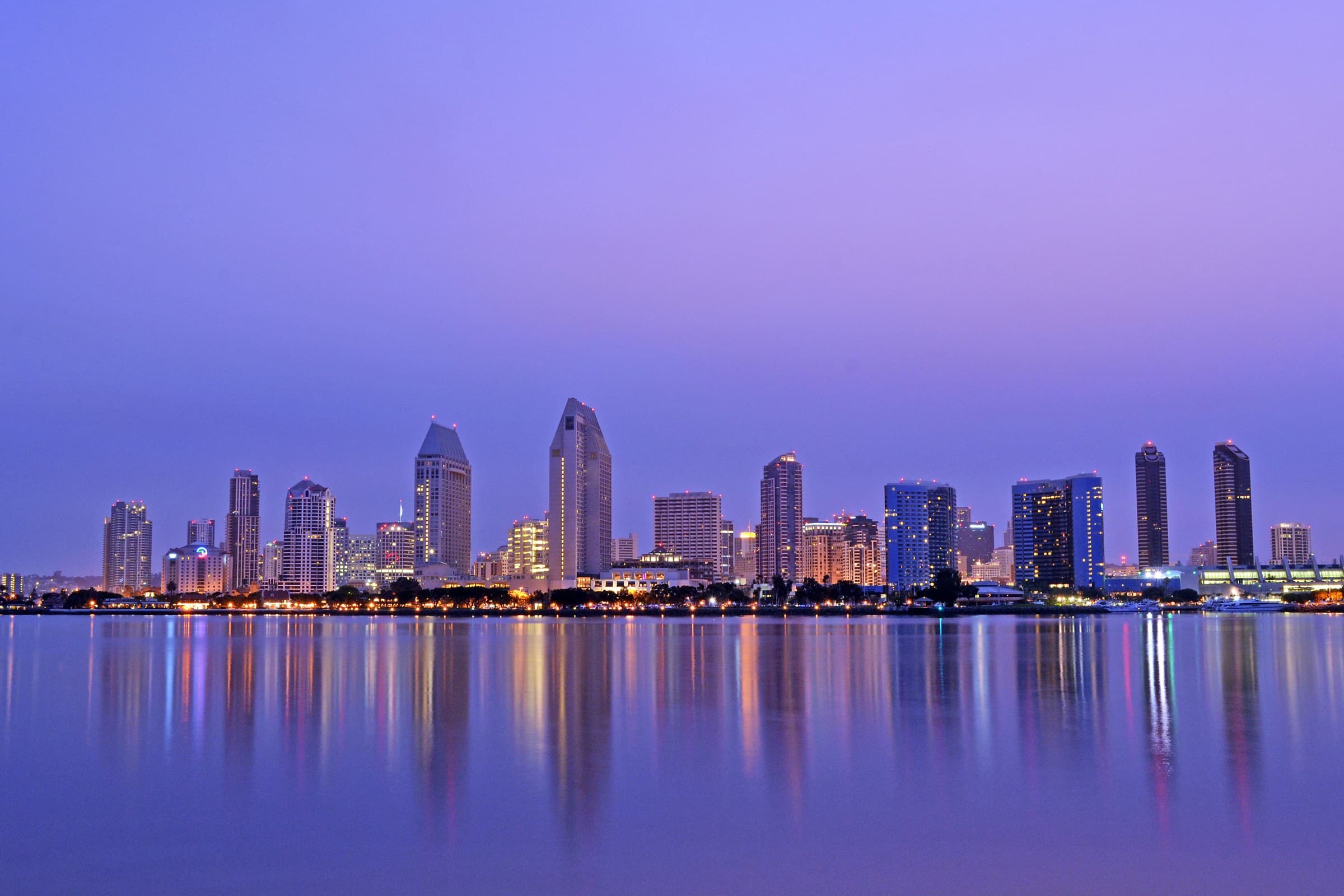 San Diego downtown skyline at dawn viewed from Coronado