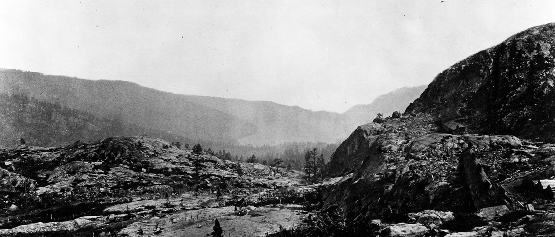 Donner Pass in the Sierra Nevada along the I-80 corridor to Lake Tahoe