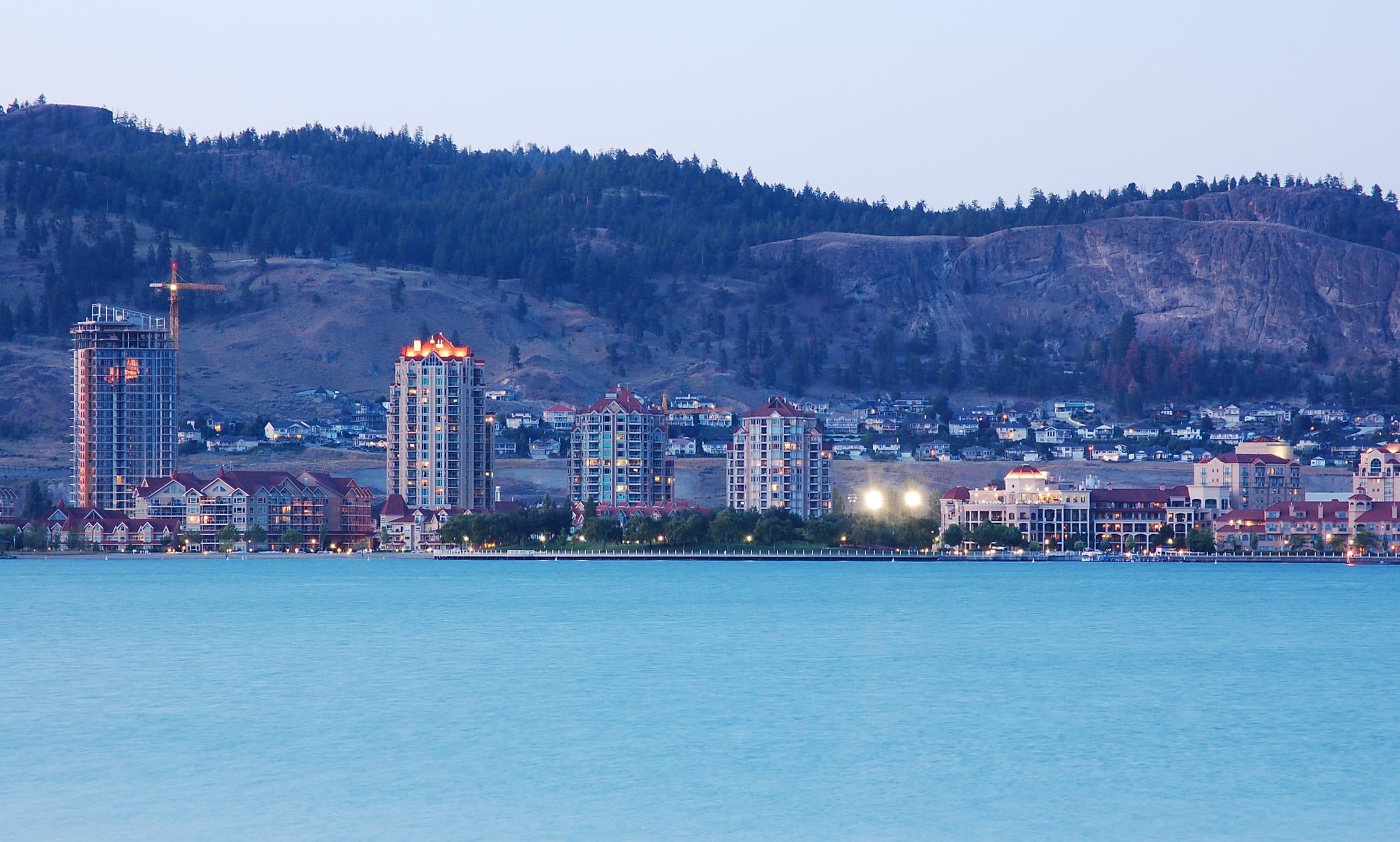 Kelowna skyline along Okanagan Lake