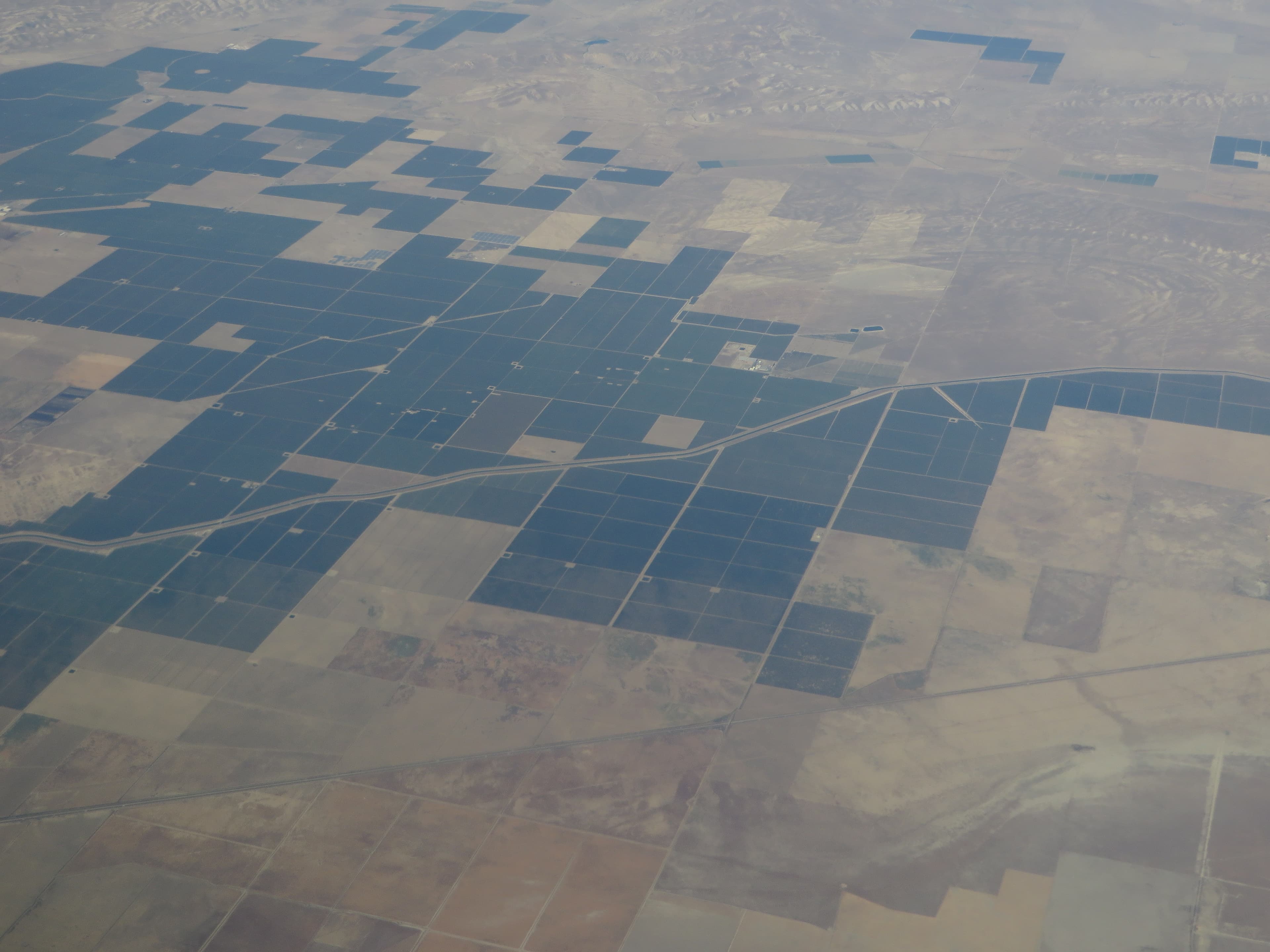 Interstate 5 and the California Aqueduct south of Kettleman City in the Central Valley